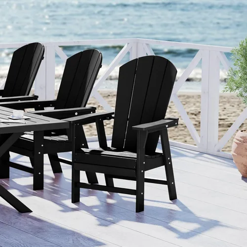Miniatura 20 de WestinTrends Malibu Outdoor Patio HDPE Adirondack Silla de comedor para patio, color negro