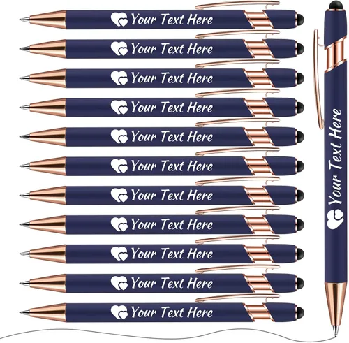 Miniatura 7 de Bolígrafos personalizados con lápiz capacitivo, bolígrafos con nombre impresos personalizados con tinta negra, impresos con tu logotipo o mensaje