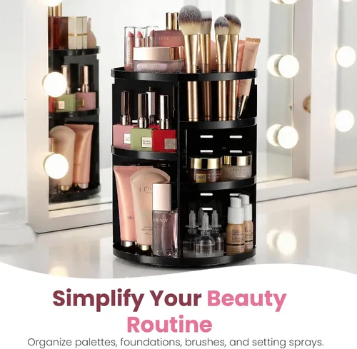 Miniatura 7 de Organizador de maquillaje giratorio de 360 grados – Altura ajustable y totalmente giratorio. El organizador de cosméticos perfecto para el tocador