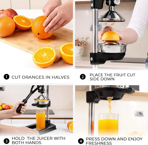 Miniatura 8 de Zulay Kitchen Puplerizer Exprimidor de hierro fundido 9 en 1, exprimidor manual de servicio pesado fácil de limpiar con accesorio prensatelas