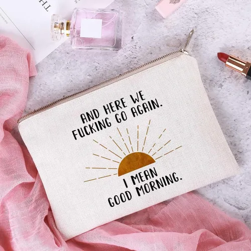 Miniatura 3 de And Here We F-cking Go Again, I Mean Good Morning, regalo para mejor amiga, bolsa de maquillaje, bolsa de tocador, regalo para hermana, regalo