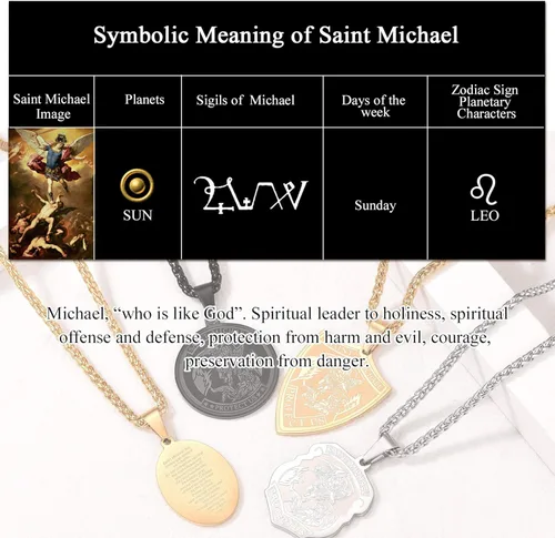 Miniatura 3 de U7 St. Michael Necklaces, Men Women Stainless Steel 18K Gold Plated Biblical Archangel Jewelry Patron Saint Michael Necklaces RoundOvalShield Medal