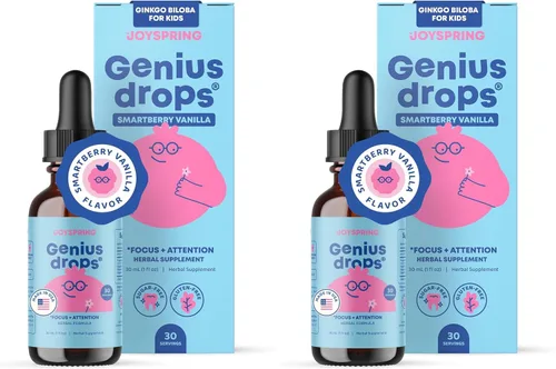 Miniatura 13 de JoySpring Genius Drops for Kids Suplemento de Concentración Clínicamente Comprobado Suplemento Líquido Herbal de Concentración con Ginkgo Biloba