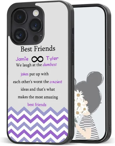 Miniatura 14 de Fundas de teléfono con nombre personalizado para mejores amigos iPhone 11 12 13 14 Pro Max Plus Mini X Xs Xr, Samsung Note 7 8 9 10 20 S21 S22 S23