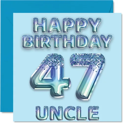Miniatura 241 de Stuff4 Tarjeta de primer cumpleaños para niños, globo de fiesta con purpurina azul, tarjetas de feliz cumpleaños para niño de 1 año, nieto, hijo, 57