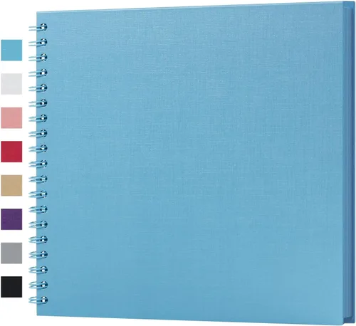 Miniatura 19 de potricher Álbum de scrapbook DIY de 10 x 10 pulgadas, 80 páginas de papel kraft grueso negro en blanco, libro de recuerdos para bodas y aniversarios