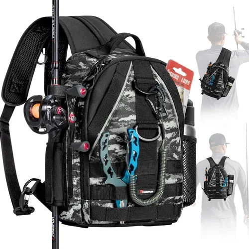 Miniatura 8 de Piscifun Travel X - Bolsa de almacenamiento de pesca resistente al agua para hombres y mujeres, mochila multifuncional de almacenamiento de aparejos
