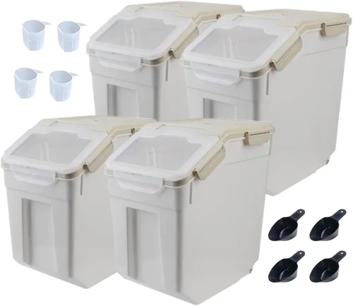 Miniatura 14 de Contenedor grande de almacenamiento de harina de 25 libras, paquete de 2 recipientes herméticos de almacenamiento de arroz con tapa de bloqueo