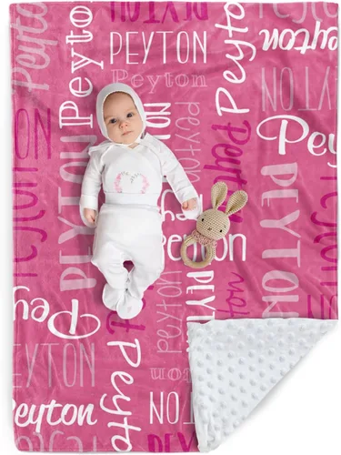 Miniatura 24 de Manta de bebé personalizada, diseño de nombres personalizados, manta de felpa suave con respaldo de puntos de doble capa para niños y niñas, Color01