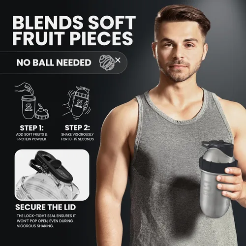 Miniatura 6 de SHAKESPHERE Botella agitadora de acero inoxidable – Botella mezcladora de proteínas aislada de 24 onzas para bebidas calientes y frías, ideal
