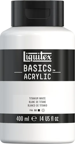 Miniatura 28 de Liquitex BASICS Pintura Acrílica, Botella de 400ml (13.5 oz), Blanco Titanio Titanio Blanco