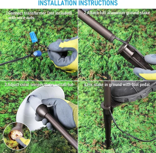 Miniatura 8 de LEONLITE 5CCT - Luces LED de bajo voltaje, 3 W de aluminio fundido de 12 a 24 V, luces de camino IP65 de 1800 K-5000 K, iluminación de paisaje