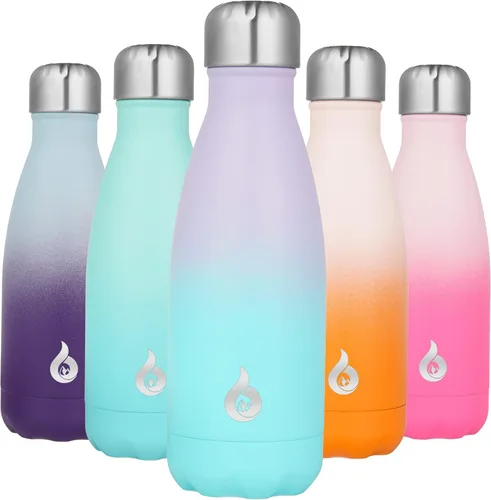 Miniatura 23 de BJPKPK Botella de Agua Aislada 17oz Botellas de Agua de Acero Inoxidable Apta para Lavavajillas Metal Térmica Mantiene Frío y Caliente, Gris Niebla