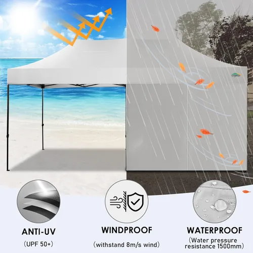 Miniatura 76 de COBIZI Tienda de campaña desplegable de 6.6 x 6.6 pies, toldo resistente, fácil de instalar, impermeable, para exteriores, fiestas, playa, jardín
