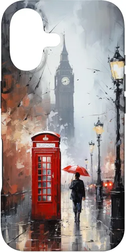 Miniatura 32 de Funda para iPhone 11 Pro Wet London Iconic Red Phone Booth Clocktower Art Cover