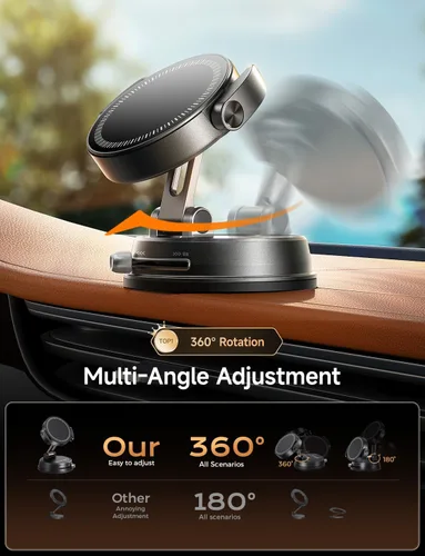 Miniatura 5 de MAGIC JOHN Soporte de coche MagSafe [20 imanes N55 y brazo de clip] Soporte magnético ajustable de 360° para teléfono de automóvil, soportes