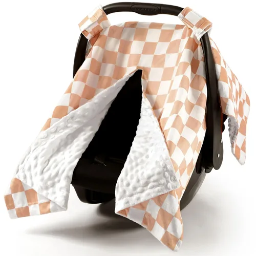 AceOrbit Minky - Funda de asiento de automóvil a cuadros color caqui, fundas de asiento de automóvil de invierno cálidas con apertura suave para