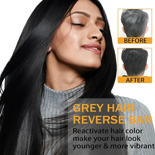 Miniatura 2 de Champú de barra inversa de cabello gris, jabón negro para barba de cabello gris con ingredientes naturales, barra inversa de jabón de melena gris