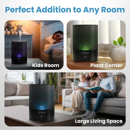 Miniatura 8 de Everlasting Comfort Humidificador de llenado superior de 2.5 litros para dormitorio, silencioso, fácil de llenar y limpiar, tiempo de funcionamiento