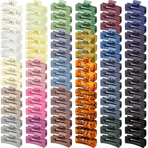 XunYee 60 pinzas para el pelo a granel para mujeres y niñas, 4.1 pulgadas, rectángulo, grande, antideslizante, cuadrado, fuerte sujeción