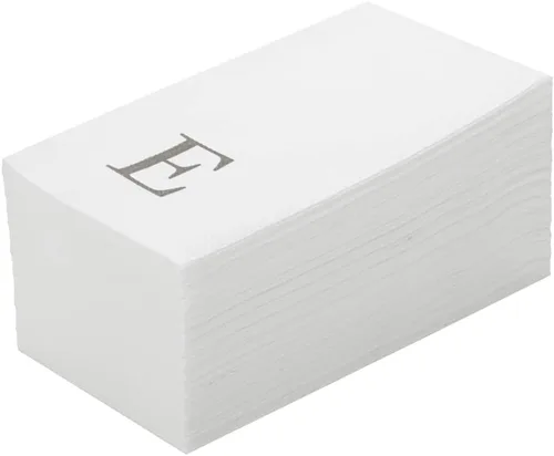 Miniatura 30 de Luxenap Toallas de invitados de tacto de lino de 15.8 X 7.9 pulgadas, 50 toallas de mano con letras - Letra dorada "S", fuente sans serif