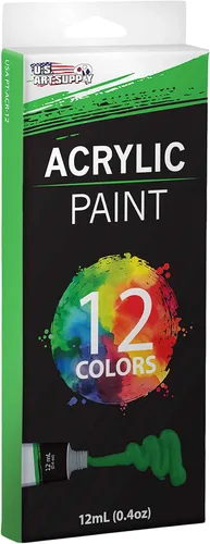 Miniatura 5 de U.S. Art Supply Juego de pintura acrílica profesional de 12 colores en tubos de 0.4 fl oz, pigmentos ricos en colores vivos para artistas