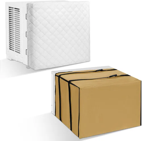 Miniatura 8 de 2 piezas de cubierta de aire acondicionado de ventana para interiores y exteriores, ajustable, impermeable, cubierta de aire acondicionado