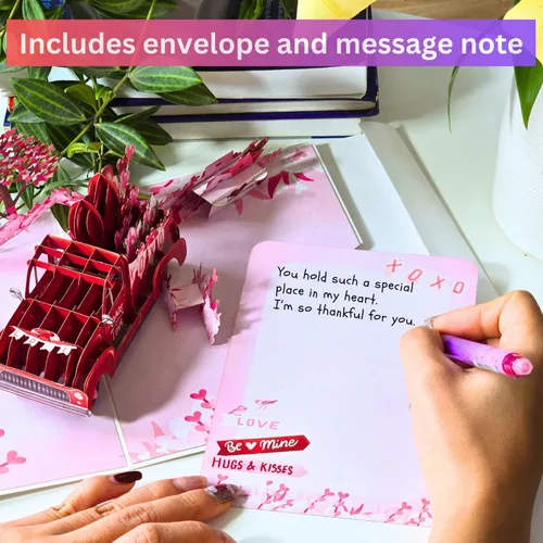 Miniatura 4 de Tarjeta de San Valentín 3D para camión, tarjeta desplegable para el día de San Valentín para esposa, marido, él, ella, novia, novio, adultos 6 x 8