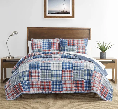 Miniatura 2 de Nautica - Juego de edredón tamaño King, ropa de cama de algodón para todas las estaciones, ligera y reversible (azul Raeford, King)