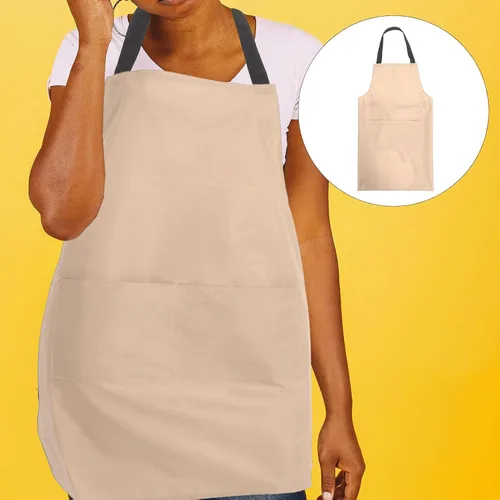 Miniatura 7 de KALLORY Delantal de cocina impermeable con bolsa de PVC rosa delantal de cocina para hombres y mujeres adecuado para uso doméstico y restaurante
