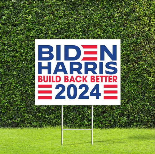 Miniatura 10 de Cartel de campaña electoral de Truth Hope Decency 2024 Biden/Kamala Harris con estaca de metal en H