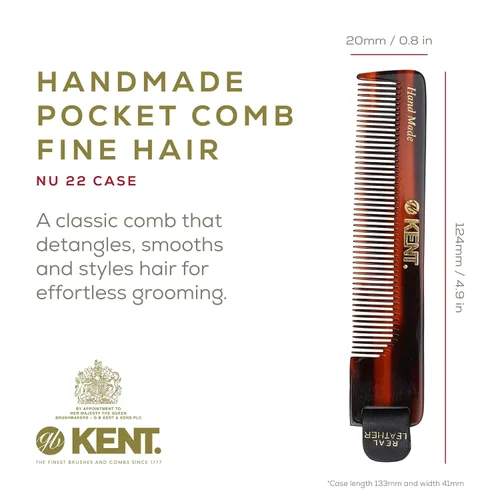 Miniatura 2 de KENT A FOT Peine de bolsillo hecho a mano para hombres, peine de pelo de dientes finos para peinados diarios, barba y bigote, uso seco