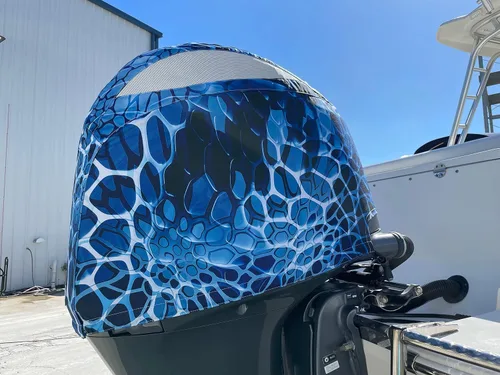 Miniatura 3 de Cubierta de motor de barco ventilada de ajuste personalizado compatible con Yamaha 4.2L 6-cyl F225 F250 F300 (2010-2020) - Azul Aquatint