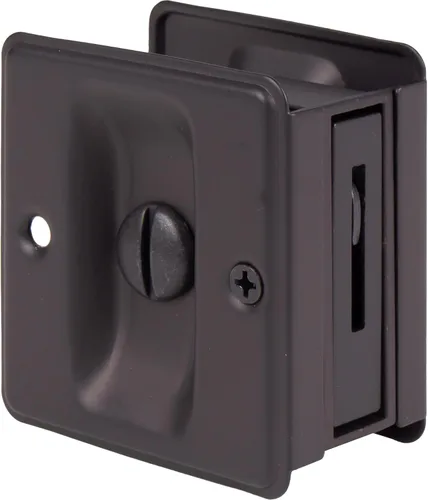 Miniatura 6 de Stone Harbor Hardware Cerradura de puerta de bolsillo cuadrado, función de privacidad, negro mate
