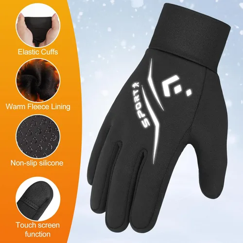 Miniatura 2 de Guantes de ciclismo cálidos de invierno para niños, guantes para pantalla táctil para clima frío para niños, montar en bicicleta y fútbol con agarre