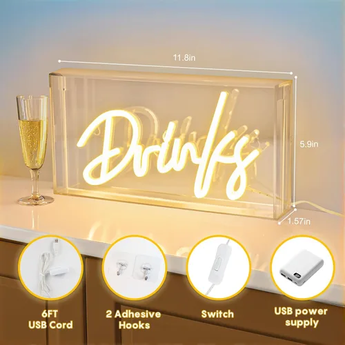 Miniatura 4 de Señal de Neón "Be Kind", Caja de Luz de Escritorio "Be Kind" de USB LED con Interruptor de ENCENDIDO/APAGADO, Letrero de Neón 3D Iluminado