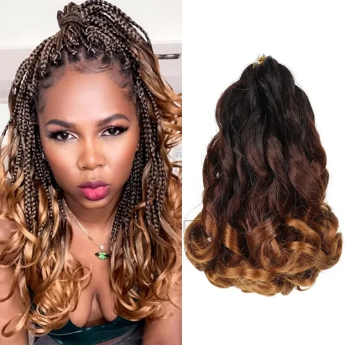 Miniatura 77 de Cabello rizado francés para trenzar de 12 pulgadas, 8 paquetes de cabello rizado preestirado para trenzas de caja, rizos franceses, trenzas