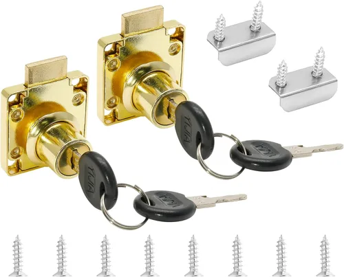 Miniatura 10 de Jiozermi Paquete de 2 cerraduras de cajón con llaves, cerradura de escritorio con leva cilíndrica de 0.75 pulgadas de longitud para cajón, armario