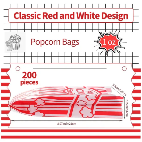 Miniatura 2 de VOISEN Bolsas de Papel para Palomitas de Maíz, Paquete de 200 Bolsas de Palomitas de Maíz de 1 onza, Porciones Individuales, Bolsa de Palomitas