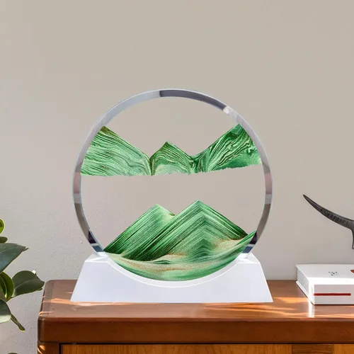 Miniatura 7 de Aoderun Arte de Arena en Movimiento de 7" con Movimiento Líquido con Luz, 3 Colores Cambiantes, Cuadro de Arte de Arena en Movimiento de Vidrio Verde