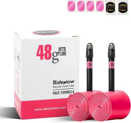 Miniatura 14 de RideNow - Paquete de 2 tubos interiores para bicicleta MTB de 24/ 26/27.5/29 pulgadas para 1.3-2.0/1.9-2.5, con válvula Presta de metal/TPU
