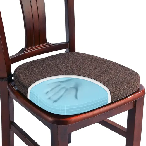 Miniatura 16 de SINOSSO Paquete de 4 cojines de espuma viscoelástica para sillas de comedor, tela tejida amigable de 16 pulgadas en forma de U, cómodas almohadillas