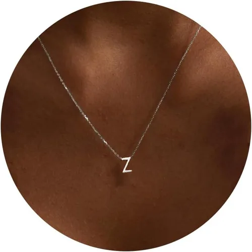 Miniatura 42 de Collares con iniciales para mujer, delicado collar de letra plateada con nombre personalizado con monograma, collar simple y lindo con inicial