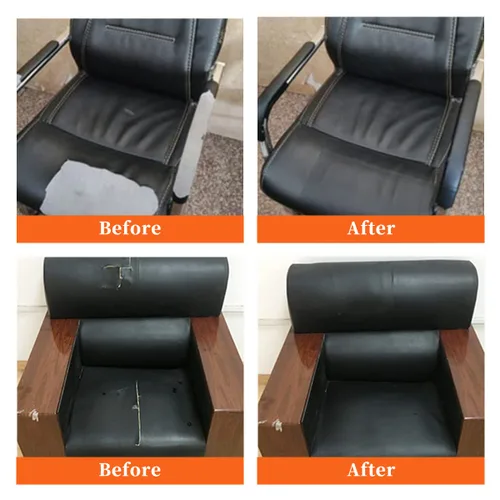 Miniatura 6 de Parche de reparación de cuero negro de 17.3 x 117 pulgadas, kit de reparación de cuero autoadhesivo para sofá, asiento de automóvil, muebles, silla