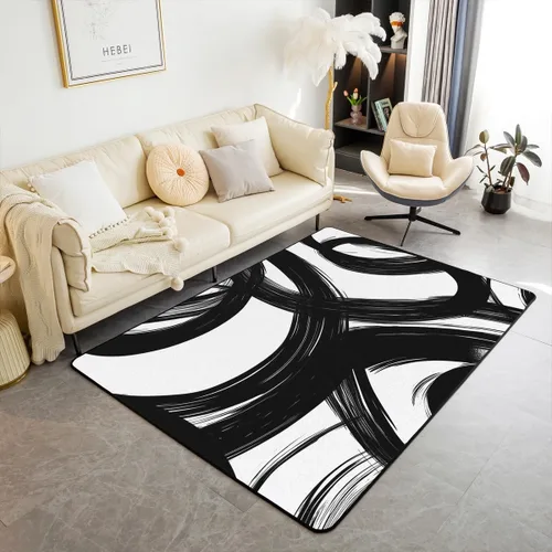 Miniatura 22 de jejeloiu Alfombra de decoración de mármol negro y dorado, alfombra para sala de estar, dormitorio, para niños, niñas, adolescentes, decoración