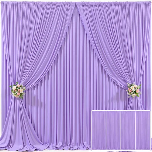 Miniatura 70 de Cortina de fondo beige de 10x10 para bodas y fiestas, cortina de fondo beige sin arrugas para fotos, cortinas de fondo para decoración de baby Gris