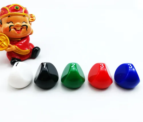 Miniatura 3 de Bescon - Dados poliédricos para juegos de 3 lados - D3, 3 lados, 5 colores opacos surtidos Juego de 5 piezas de colores surtidos D3