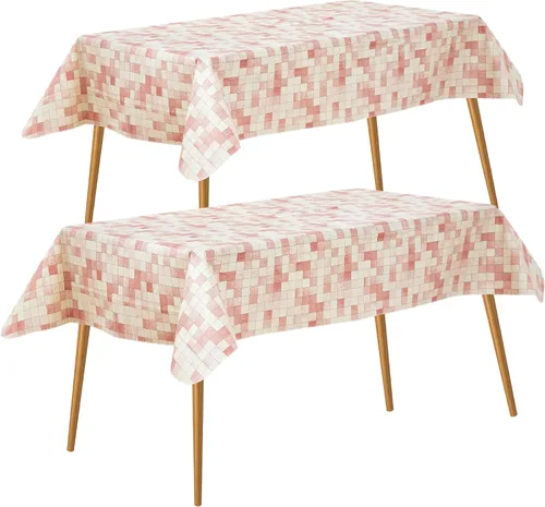 Miniatura 29 de FIFTY FEET Mantel rectangular de 84 x 60 pulgadas, mantel de vinilo con respaldo de franela para mesas rectangulares, impermeable, a prueba