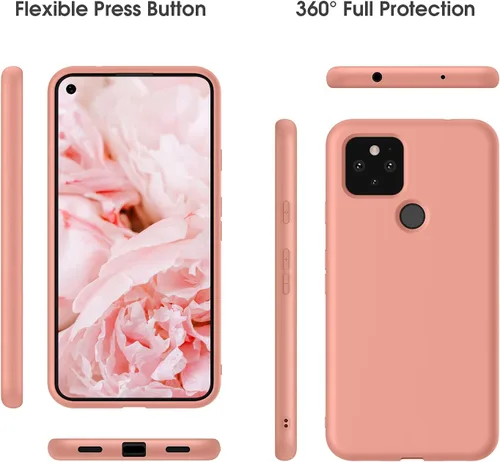 Miniatura 2 de Compatible con Google Pixel 5A, funda delgada de goma de gel de silicona (con forro de microfibra), diseño de cuerpo completo a prueba de golpes