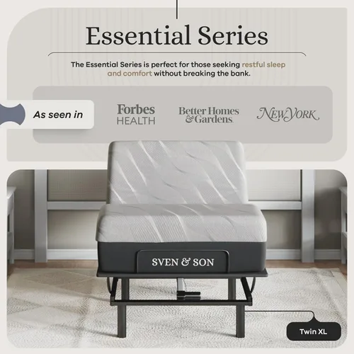 Miniatura 2 de Sven & Son Essential - Base de cama ajustable tamaño twin XL + colchón de espuma viscoelástica de gel frío de 10 pulgadas, inalámbrica, fácil